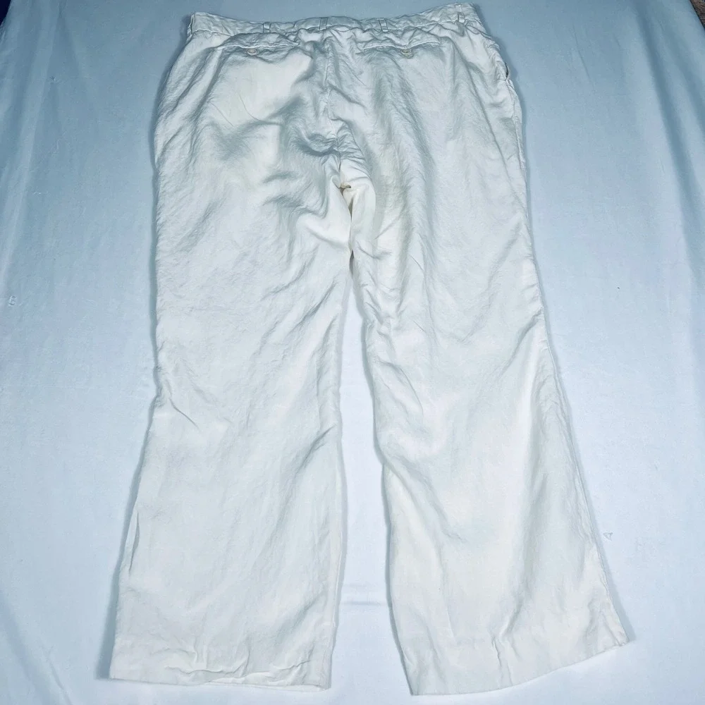 Polo Ralph Lauren Mens Cream Linen Silk Trousers Pants SEE MEASUREMETS